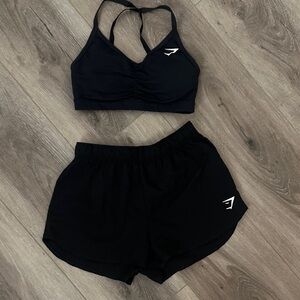 Gymshark Black Racerback Sports Bra and Athletic Shorts Set